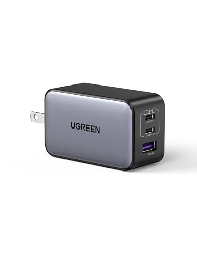 UGREEN Nexode 65W 充電器 急速 Type-C 3ポート【USB-C *2とUSB-A*1】PD3.0 PPS GaNII 折り畳み式 iphone17/16/15/MacBook/iPad/Galaxy 26/Android/PC/65w/60w/45w/30w対応 PSE適合 [ブラック]