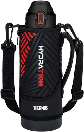 サーモス 水筒 真空断熱スポーツボトル 1L ブラックオレンジ 保冷専用 子供用 ポーチ付き 肩に優しいストラップ FJS-1000F BKOR