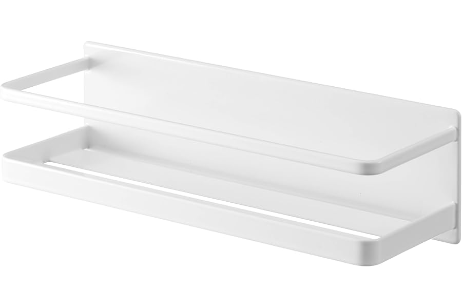 山崎実業(Yamazaki) マグネット バスルーム ラック ワイド ホワイト 約W28XD9.5XH8cm ミスト 浴室ラック 浴室収納 フック付き 4237