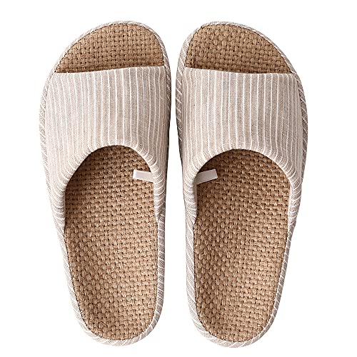 [YAKIDA] 人間工学デザイン スリッパ 室内 麻 ルームシューズ 室内履き 静音 軽量 四季 前開き 滑り止め メンズ レディース 和風 無地 シンプル 素足で履く洗濯可
