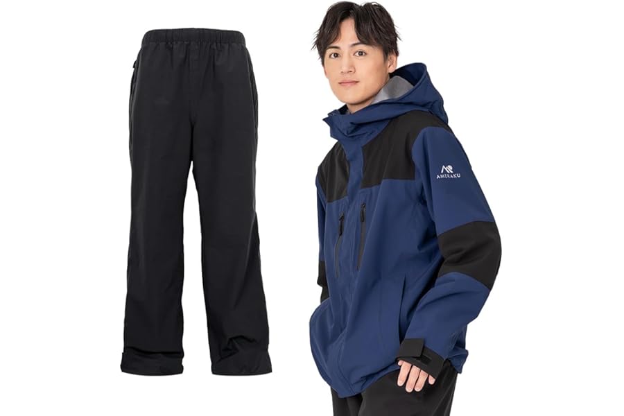 ＮＮＯＵＭ（ノアム） レインウェア 上下セット プロも納得のレインスーツ メンズ レディース 自転車 レインコート ゴルフ 登山 透湿 防水 ストレッチ レインパンツ・ジャケット カッパ 雨合羽 雨具 AMERAKU アメラク NN25NSRA06M