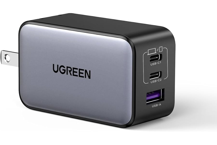 UGREEN Nexode 65W 充電器 急速 Type-C 3ポート【USB-C *2とUSB-A*1】PD3.0 PPS GaNII 折り畳み式 iphone17/16/15/MacBook/iPad/Galaxy 26/Android/PC/65w/60w/45w/30w対応 PSE適合 [ブラック]