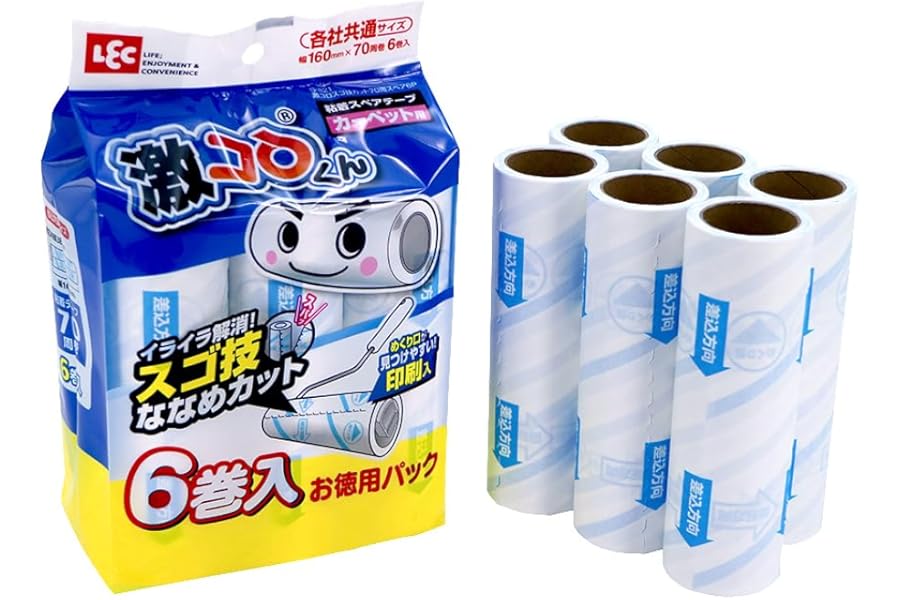 レック 激コロ スゴ技カット 70周 スペア 6個入 / カーペットクリーナー/めくりやすい /