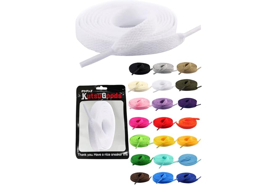 [KutsuGoods] クツグッズ フラット シューレース 靴紐 素材選びにこだわった 平紐 靴ひも 100cm 120cm 140cm 160cm 8mm幅 shoelaces