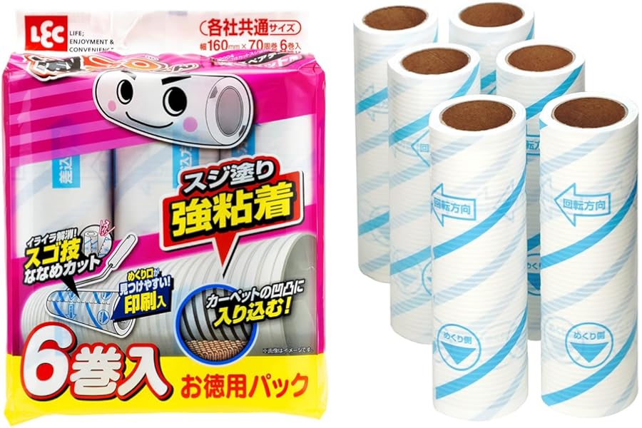 レック 激コロ スゴ技カット スジ塗 強粘着 70周 スペア 6個入 (カーペットクリーナー) S00004