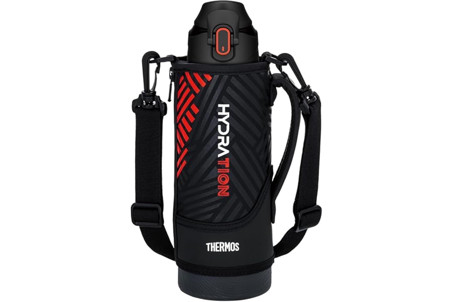 サーモス 水筒 真空断熱スポーツボトル 1L ブラックオレンジ 保冷専用 子供用 ポーチ付き 肩に優しいストラップ FJS-1000F BKOR