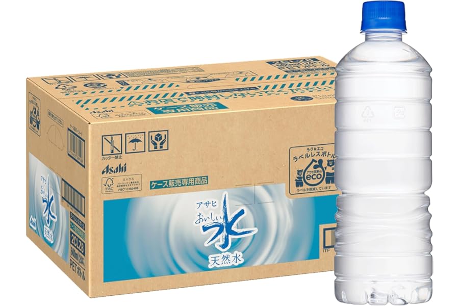 おいしい水 アサヒ飲料 天然水 ラベルレスボトル PET600ml×24本