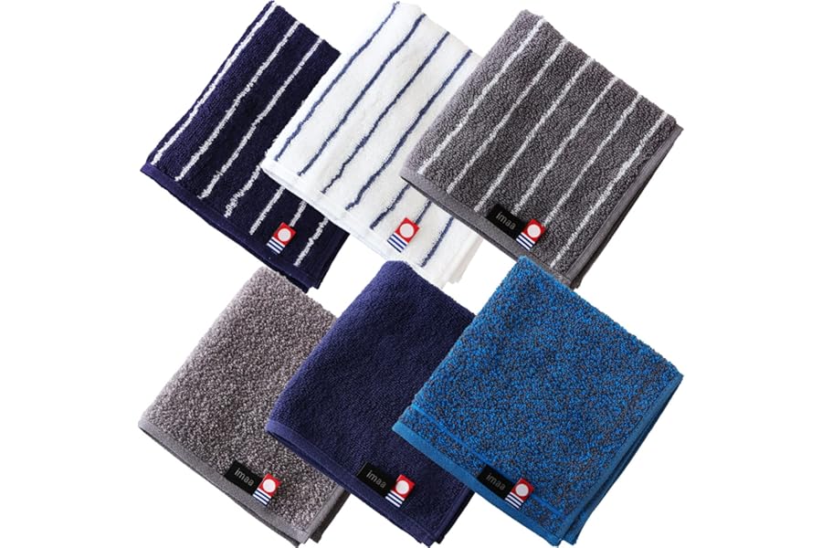 【今治認定】imaa（アイマ） 今治タオル ハンドタオル 6枚セット ビジネス・通勤・ジムに 高吸水 外出先の汗対策に 速乾 綿100%日本製 25cm 真空圧縮パック Aアソート6枚