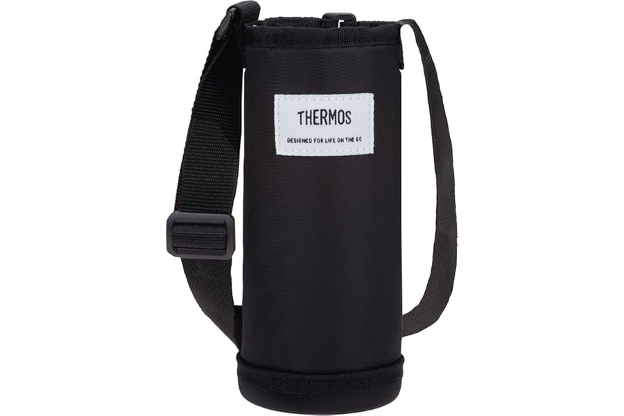 サーモス マイボトルポーチ 約500ml用 ストラップ付き 肩掛け 洗濯機使用可 お名前スペース付き 水筒カバー ブラック APOｰ500 BK